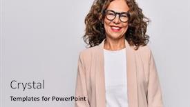  Presentation with cool - Cool new theme with middle-age-beautiful-businesswoman-wearing backdrop and a light gray colored foreground