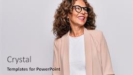  Presentation with confident - Slide set having middle-age-beautiful-businesswoman-wearing background and a light gray colored foreground
