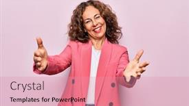  Presentation with middle east camel caravan - Theme with middle-age-beautiful-businesswoman-wearing background and a coral colored foreground