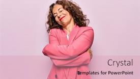  Presentation with self love - Presentation design consisting of middle-age-beautiful-businesswoman-wearing background and a coral colored foreground