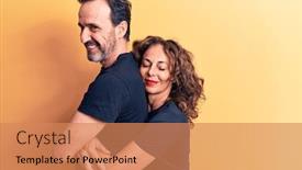  Presentation with confident love - Presentation theme having middle-age-beautiful-couple-wearing background and a coral colored foreground