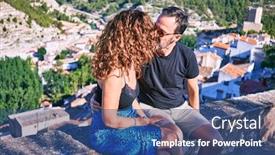  Presentation with stone age - Cool new PPT theme with middle-age-beautiful-couple-wearing backdrop and a ocean colored foreground