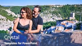  Presentation with stone age - PPT layouts with middle-age-beautiful-couple-wearing background and a ocean colored foreground