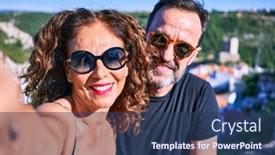  Presentation with stone age - Theme enhanced with middle-age-beautiful-couple-wearing background and a ocean colored foreground