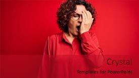  Presentation with face pain - Presentation featuring middle-age-beautiful-curly-hair background and a crimson colored foreground
