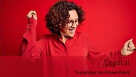  Presentation with curly hair - Colorful presentation design enhanced with middle-age-beautiful-curly-hair backdrop and a crimson colored foreground