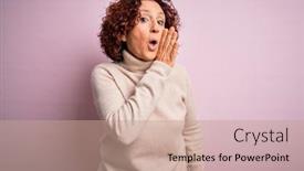  Presentation with talk - Presentation theme enhanced with middle-age-beautiful-curly-hair background and a coral colored foreground