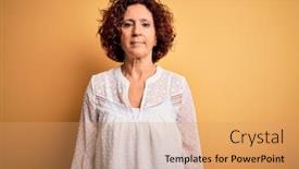  Presentation with hair dress - Slide deck featuring middle-age-beautiful-curly-hair background and a coral colored foreground