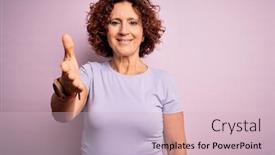  Presentation with pink business - Slides enhanced with middle-age-beautiful-curly-hair background and a lemonade colored foreground