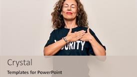  Presentation with health security - PPT layouts enhanced with middle-age-beautiful-guard-woman background and a soft green colored foreground