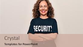  Presentation with camera security - Cool new presentation theme with middle-age-beautiful-guard-woman backdrop and a coral colored foreground