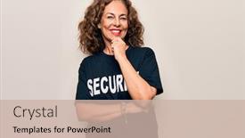  Presentation with security camera - Slides featuring middle-age-beautiful-guard-woman background and a soft green colored foreground