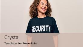  Presentation with security guard - Audience pleasing slide set consisting of middle-age-beautiful-guard-woman backdrop and a soft green colored foreground