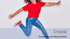  Presentation with beautiful hispanic woman - Presentation design enhanced with middle-age-beautiful-hispanic-woman background and a light blue colored foreground