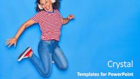  Presentation with blue music - Colorful slide set enhanced with middle-age-beautiful-hispanic-woman backdrop and a teal colored foreground