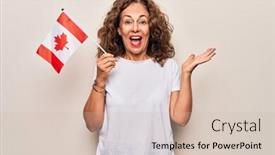  Presentation with patriotic - PPT theme featuring middle-age-beautiful-patriotic-woman background and a soft green colored foreground