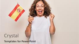  Presentation with patriotic - PPT theme enhanced with middle-age-beautiful-patriotic-woman background and a soft green colored foreground