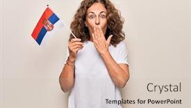  Presentation with patriotic - Colorful presentation design enhanced with middle-age-beautiful-patriotic-woman backdrop and a soft green colored foreground