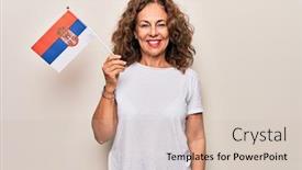  Presentation with patriotic - Theme featuring middle-age-beautiful-patriotic-woman background and a soft green colored foreground