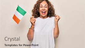  Presentation with patriotic - Presentation with middle-age-beautiful-patriotic-woman background and a soft green colored foreground