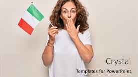  Presentation with patriotic - Audience pleasing PPT layouts consisting of middle-age-beautiful-patriotic-woman backdrop and a soft green colored foreground