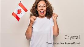  Presentation with patriotic - Presentation theme with middle-age-beautiful-patriotic-woman background and a soft green colored foreground