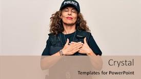  Presentation with chest - PPT layouts featuring middle-age-beautiful-policewoman-wearing background and a coral colored foreground