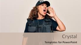  Presentation with mouth - Cool new presentation design with middle-age-beautiful-policewoman-wearing backdrop and a soft green colored foreground