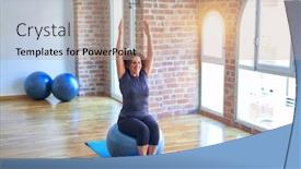  Presentation with middle class - Slides with middle-age-beautiful-sportswoman-doing background and a coral colored foreground