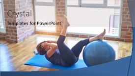  Presentation with middle class - Cool new PPT layouts with middle-age-beautiful-sportswoman-doing backdrop and a coral colored foreground