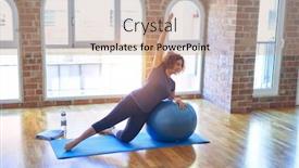  Presentation with middle class - Colorful presentation theme enhanced with middle-age-beautiful-sportswoman-doing backdrop and a coral colored foreground