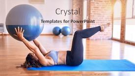  Presentation with middle class - PPT theme having middle-age-beautiful-sportswoman-doing background and a lemonade colored foreground