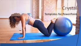  Presentation with middle class - Colorful presentation design enhanced with middle-age-beautiful-sportswoman-doing backdrop and a lemonade colored foreground