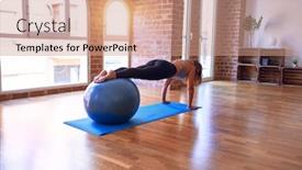  Presentation with middle class - Presentation theme with middle-age-beautiful-sportswoman-doing background and a coral colored foreground