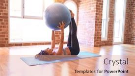  Presentation with middle class - Audience pleasing theme consisting of middle-age-beautiful-sportswoman-smiling backdrop and a coral colored foreground
