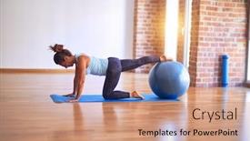  Presentation with middle class - Slides consisting of middle-age-beautiful-sportswoman-smiling background and a coral colored foreground