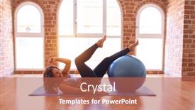  Presentation with middle class - Slide deck with middle-age-beautiful-sportswoman-smiling background and a coral colored foreground