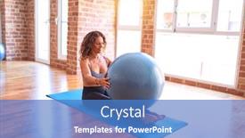  Presentation with middle class - Slide deck enhanced with middle-age-beautiful-sportswoman-smiling background and a teal colored foreground