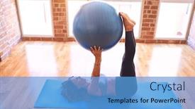  Presentation with middle class - Cool new slides with middle-age-beautiful-sportswoman-smiling backdrop and a teal colored foreground