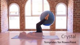  Presentation with middle class - PPT layouts enhanced with middle-age-beautiful-sportswoman-smiling background and a coral colored foreground