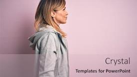  Presentation with pink - Audience pleasing slide deck consisting of middle-age-beautiful-sportswoman-wearing backdrop and a soft green colored foreground