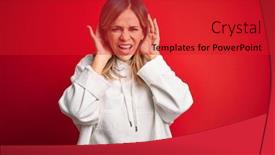  Presentation with deaf - Slide set featuring middle-age-beautiful-sportswoman-wearing background and a red colored foreground