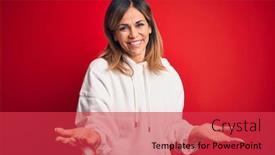  Presentation with greetings - Audience pleasing slide deck consisting of middle-age-beautiful-sportswoman-wearing backdrop and a red colored foreground