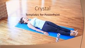  Presentation with gym - Cool new theme with middle-age-beautiful-sportwoman-lying backdrop and a lemonade colored foreground