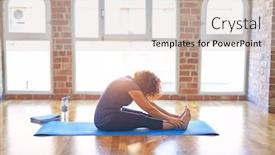  Presentation with fold - Amazing slides having middle-age-beautiful-sportwoman-sitting backdrop and a lemonade colored foreground