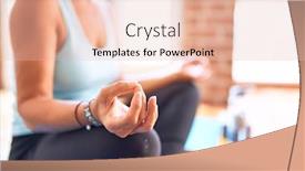  Presentation with lotus - PPT theme enhanced with middle-age-beautiful-sportwoman-sitting background and a lemonade colored foreground