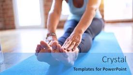  Presentation with fold - Slides having middle-age-beautiful-sportwoman-sitting background and a light blue colored foreground