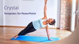  Presentation with gym - Amazing presentation theme having middle-age-beautiful-sportwoman-smiling backdrop and a sky blue colored foreground