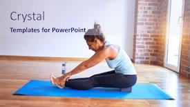  Presentation with fold - Colorful PPT layouts enhanced with middle-age-beautiful-sportwoman-smiling backdrop and a sky blue colored foreground