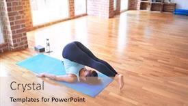  Presentation with gym - Slides featuring middle-age-beautiful-sportwoman-smiling background and a coral colored foreground